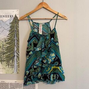 Y2K Girl Fresh Brewed Boho Tiered Ruffle Cami Tank Top
